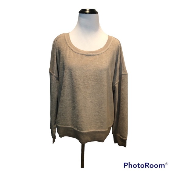 JoyLab Tan French Terry Cloth oversized  Open Back Sweatshirt -size small-NWT - Picture 2 of 8